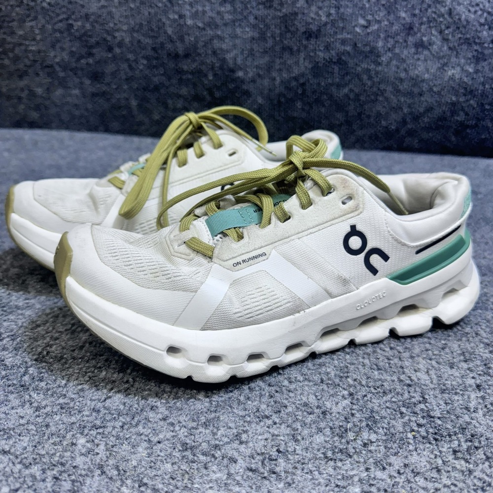On Running Cloudgo Women 6 Cloudgo White Green Road Running Shoes EUC